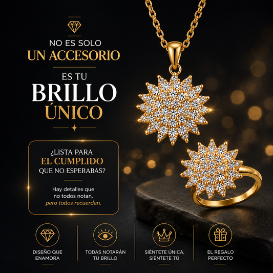 SET GIRASOL DE LUJO: COLLAR Y ANILLO BRILLANTE