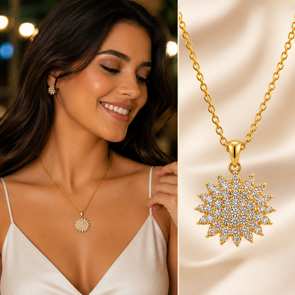 SET GIRASOL DE LUJO: COLLAR Y ANILLO BRILLANTE