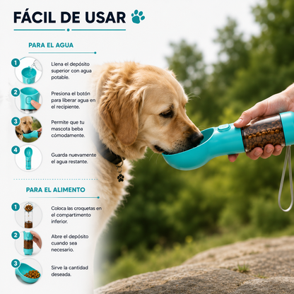 BOTELLA MULTIFUNCIONAL PARA MASCOTAS 2 EN 1