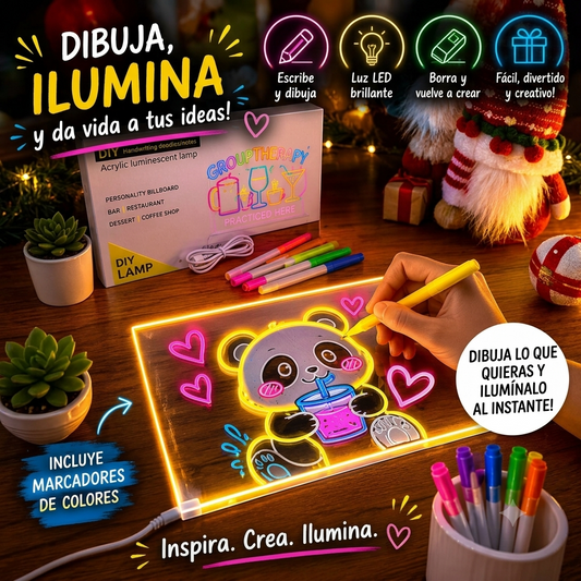 PIZARRA MÁGICA LED ACRÍLICA PARA DIBUJAR Y ESCRIBIR